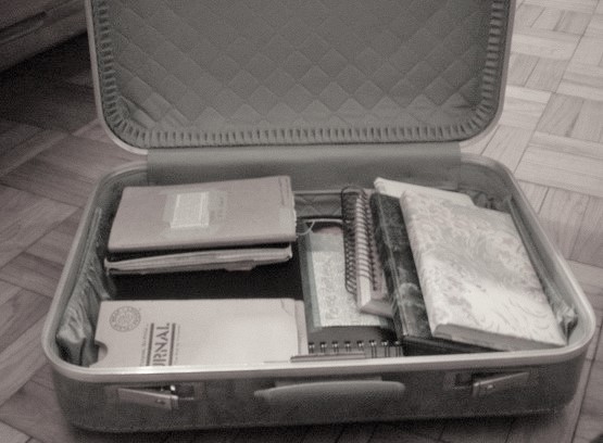 Suitcase with Notebooks inside